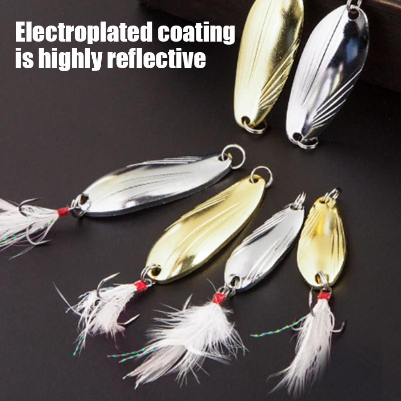 5G-12G Gold Silver Shell Pattern Sequins With Red Heart Flakes And Feather Three Hook Fake Bait Hard Bait Road Subbait