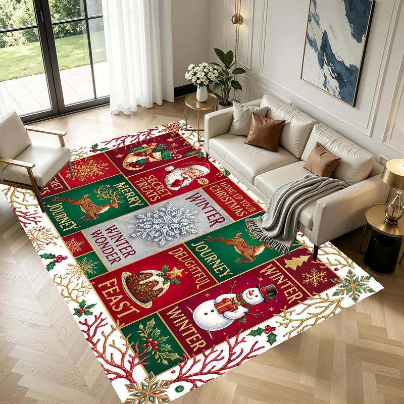 Christmas Pattern Square Area Rug Comfort Indoor Floor Carpet For Home Holiday Gift