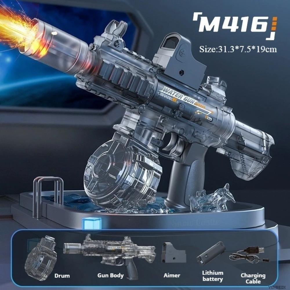M416 Electric Water Spraying Gun with Flash Fully Automatic Charging High-Speed Continuous Fire Summer Toy Spraying Gun Kid Gift