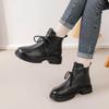 2026 Autumn Early Winter Genuine Leather Shoes Women Ankle Boots Soft Fashion Brand Ladies Party Shoes Plus Size 41 Beige Black