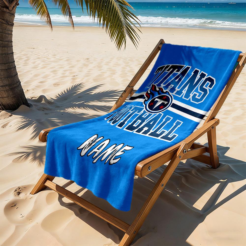Titans Football Jersey Customizable Name Beach Towel Soft Durable Quick-Dry Suitable for Swimming Gym Camping Yoga Vacation