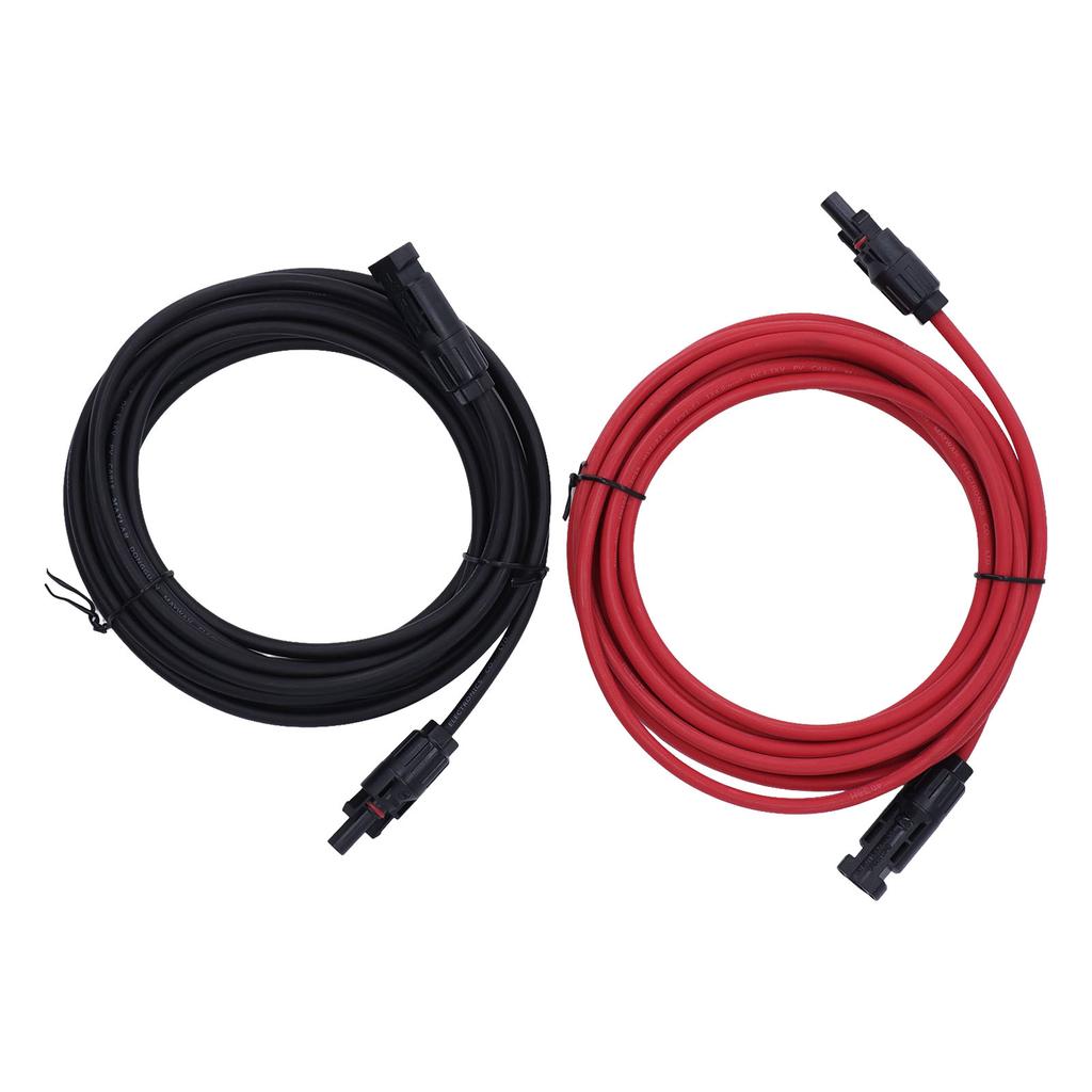 2 Stück 12AWG 4mm² Solarmodul Verlängerungskabel Schwarz Rot Solaradapter Verlängerungskabel mit Buchse Stecker 1000V