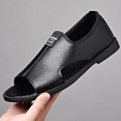 Moda Moda Oco Flat Sandálias Masculinas de Couro Verão Novos Sapatos Casuais de Condução Romanos Sapatos Masculinos de Praia ao Ar Livre para Homens