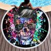 Black 3D Tiger Round Beach Towel Animal Theme Bath Towel Microfiber Fabric Size Swimming Travel Sport Adult Beach Towel