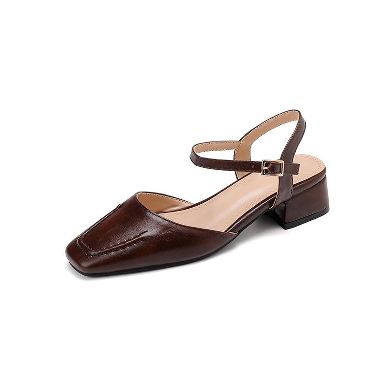 Koreanische Version von Damen-Flachsohlensandalen Damen neue Zehensandalen mit runder Spitze Gummi weiche Sohle Übergröße Schuhe Sommer leere Sandalen