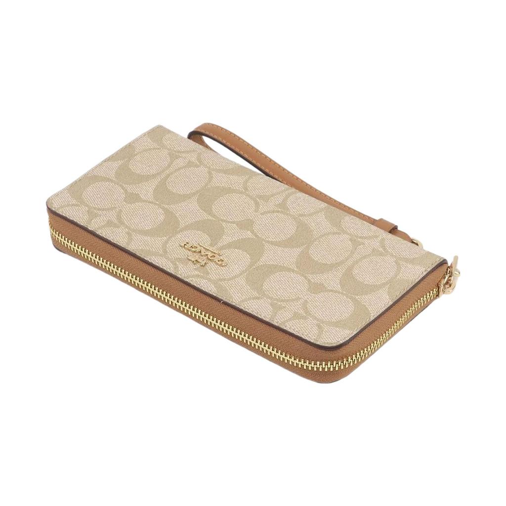 Coach Zip Around 19 Solid Color Letter Logo Classic Monogram Canvas With Leather Clutch Wallet Small Women Wallet Khaki C4452-IMVHK