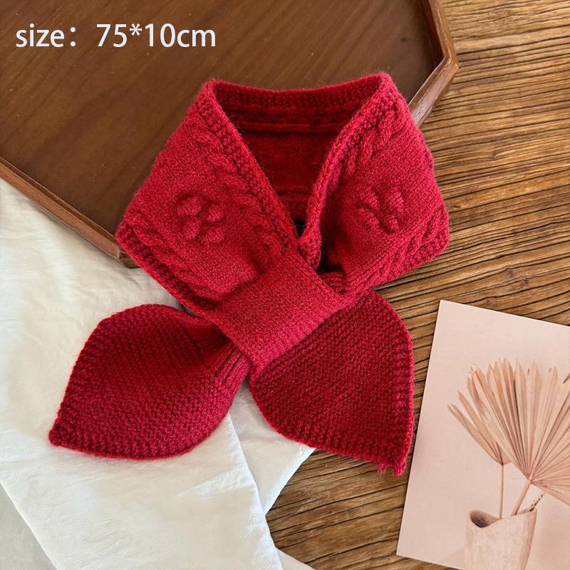 Autumn And Winter Children'S Scarf Cute Baby Warm Knitted Scarf Fashionable Boys And Girls Cross Scarf Neck Cover