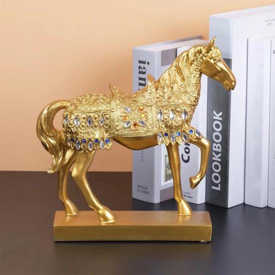 Success Horse Ornament Artistic Good Luck Horse Figurine Resin Modern Horse Statue for Home TV Stand Desk Wine Cabinet Decoration