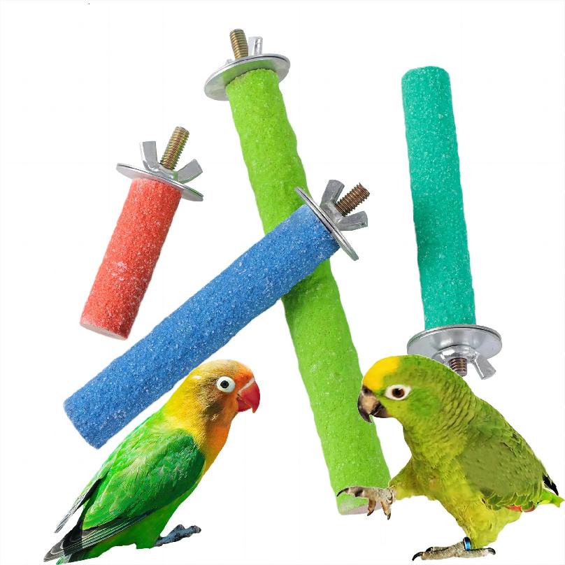 Pet Claw Grinding Stick Bird Cage Perch Stand Stick Parrot Stand Rod Claw Grinding Cleaning Toy Bird Perch Stand Random Colors