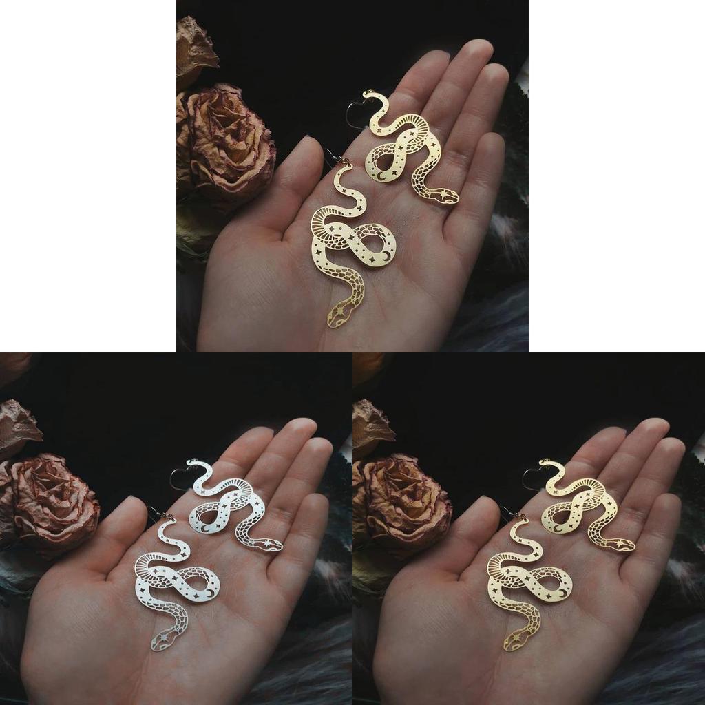 Gothic Snake Pendant Earrings Alloy Statement Jewelry For Women And Men