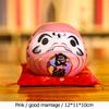4.5 inch Japanese Ceramic Daruma Figurine, FengShui Figure Zen Ornament, Lucky Charm Money Box, Home Tabletop Decor