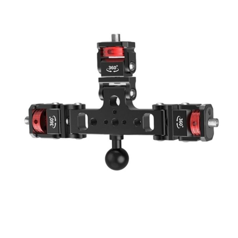 Aluminum Triple Mount Adapter 1/4 3/8 Thread for Action DSLR Camera Phone Tripod Extension Bracket Mount Replacement