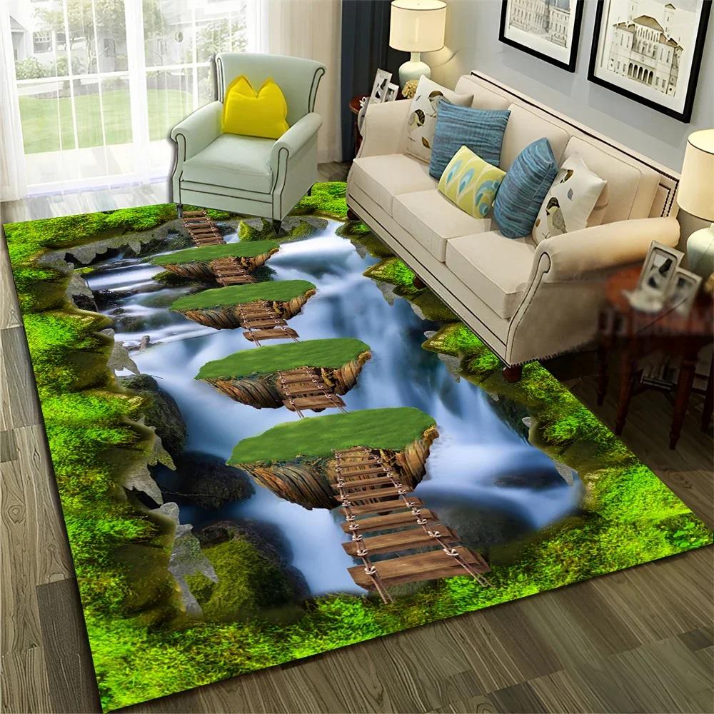 3D Illusion Vision Hallucination HD Carpet Rug for Home Living Room Bedroom Sofa Doormat Decor,Child Area Rug Non-slip Floor Mat