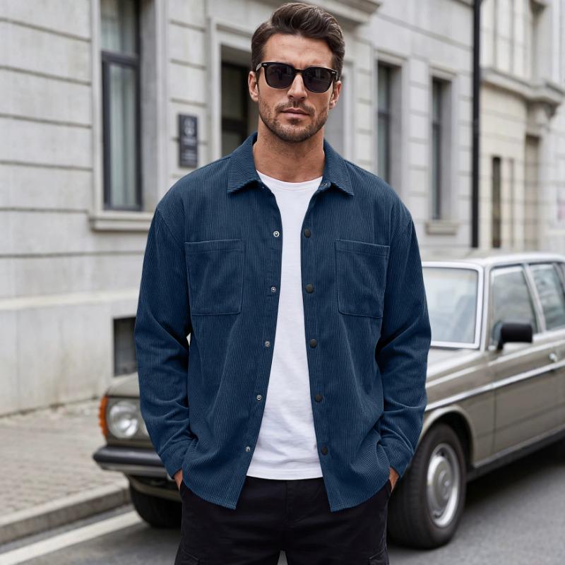 Men S Corduroy Button Up Shirt Slim Fit Casual Workwear Jacket
