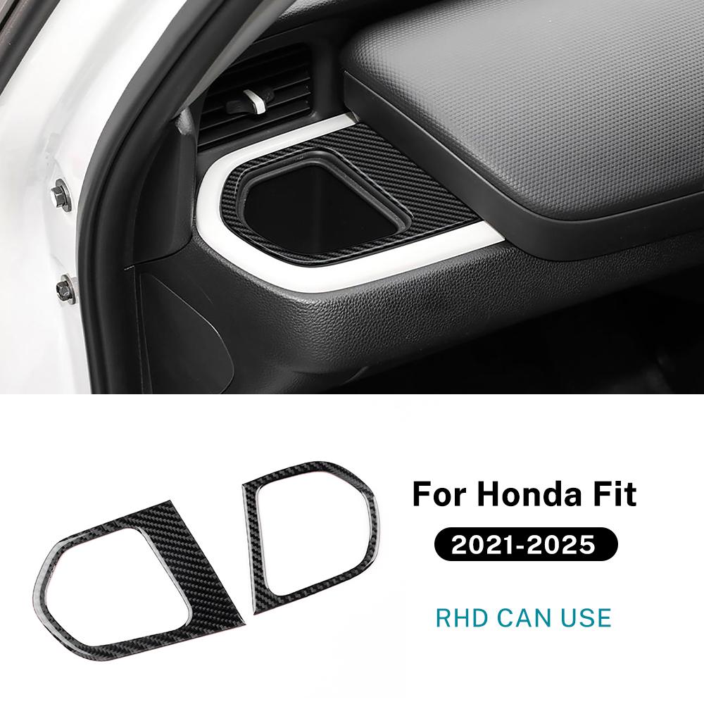 Real Soft Carbon Fiber Sticker For Honda Fit 2021 2022 2023 2024 2025 LHD RHD Car Storage Box Side of Center Console Trim