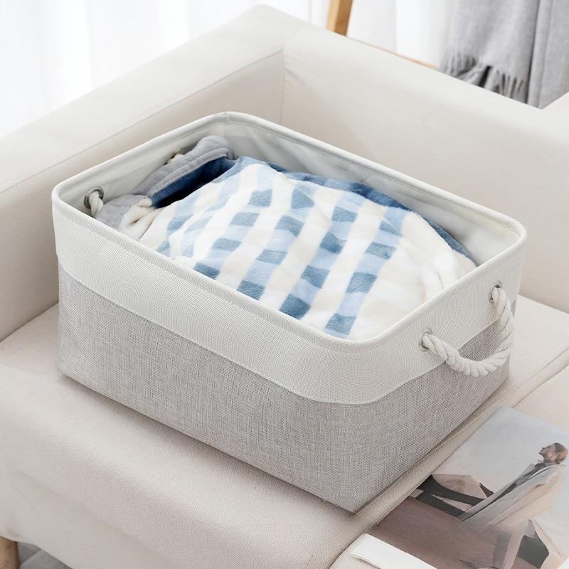 Japanese Style Storage Basket Set Linen Patchwork Home Organizer for Clutter