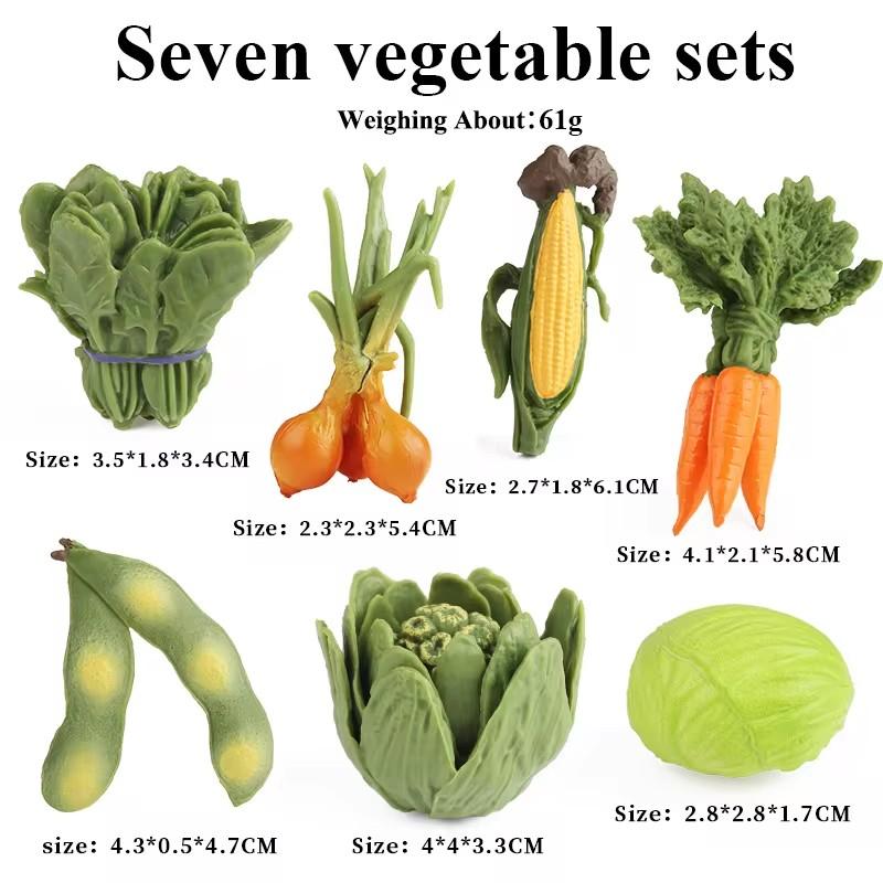 Oenux Pretend Play Toy Cute Fruits Vegetables Mushroom Model Cake Toppers Foods Jouet Family Fun Early Education For Kids Gift