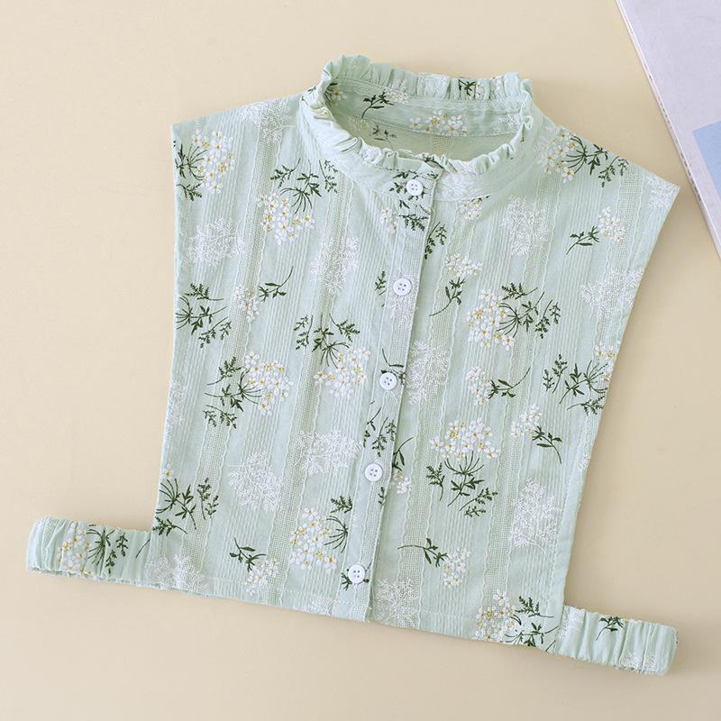 Women Cotton Printed Detachable Lapel Fake Collar Shirt White Ruffles False Collar Woman Removable False Blouse Nep Kraagie