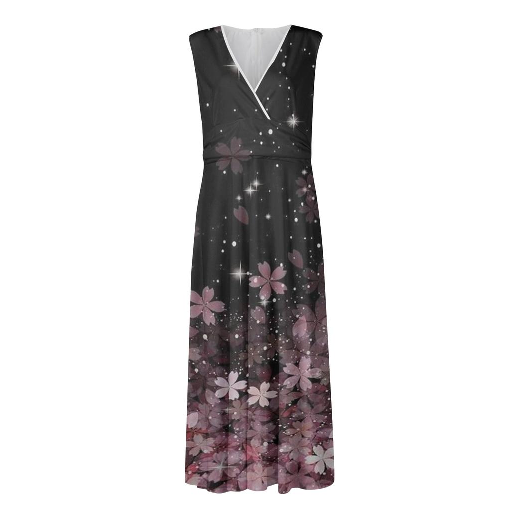 Women's Long Dress Dress Casual Dress Swing Dress A Line Dress Floral Fashion Streetwear Outdoor Daily Date Print Sleeveless V Neck Dress