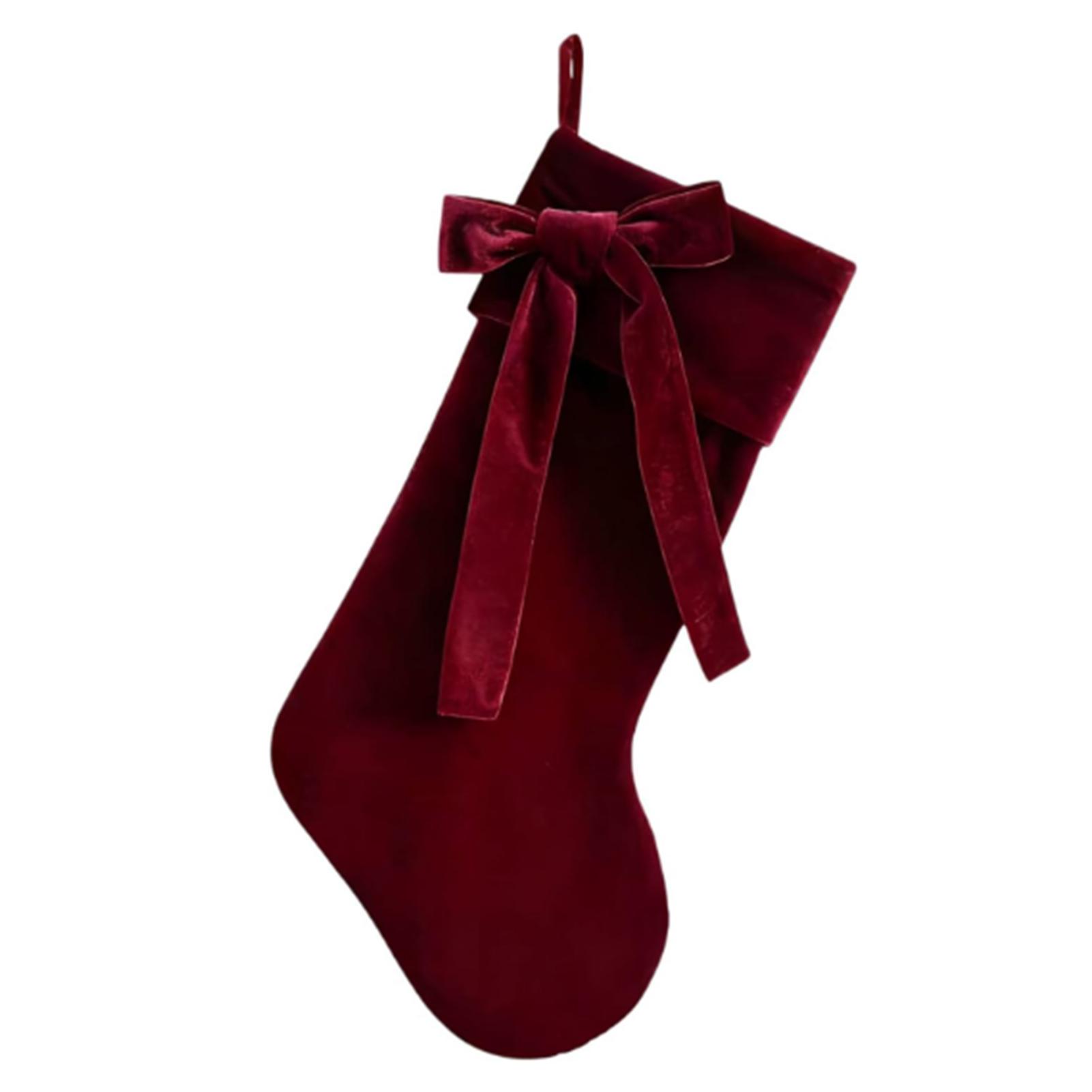 

Velvets Xmas Stocking With Large Decorative Bows Versatile Stockingc Reusable Present Bag Holiday Party Favor As Shown