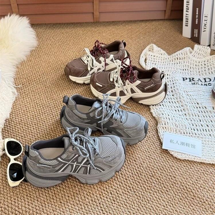 Comfortable soft sole~ heightened thick sole strap dad shoes women's 2025 autumn new mesh breathable lightweight sneakers