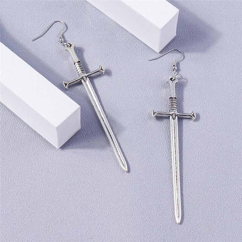 Aihua Gothic Vintage Sword Earrings For Women Man Fashion Punk Rock Party Jewelry Accessories Gift Fantasy Cross Earrings