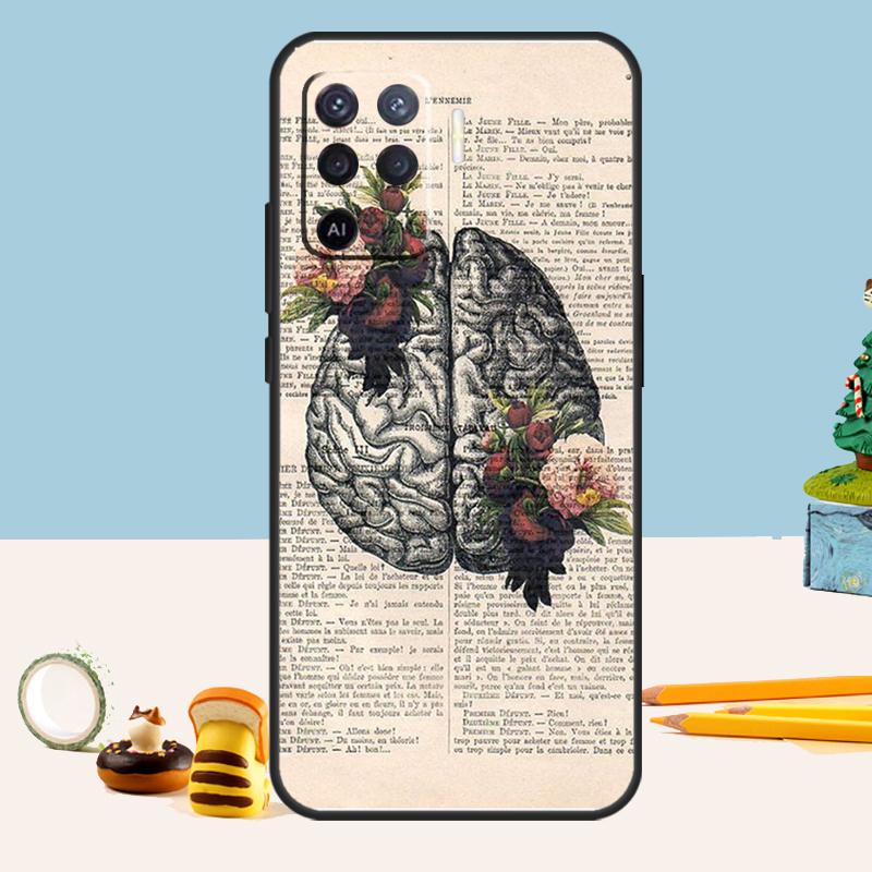 Brain Art Case For Oppo A80 A60 A40 A15 A16 A17 A57 A94 A74 A54 A76 A96 A18 A38 A58 A78 A98 A5 A6 Pro
