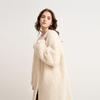 Womens Winter Faux Fur Coat Loose Fit Round Neck Mid-Length Solid Color Fleece Outerwear
