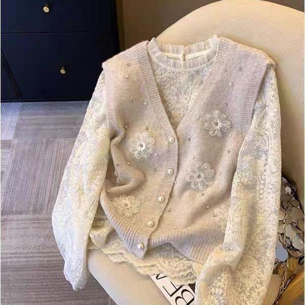 Women's Knitted Vest Gilet Spring Loose Lazy Style Women's Sweater Cardigan Outerwear Top