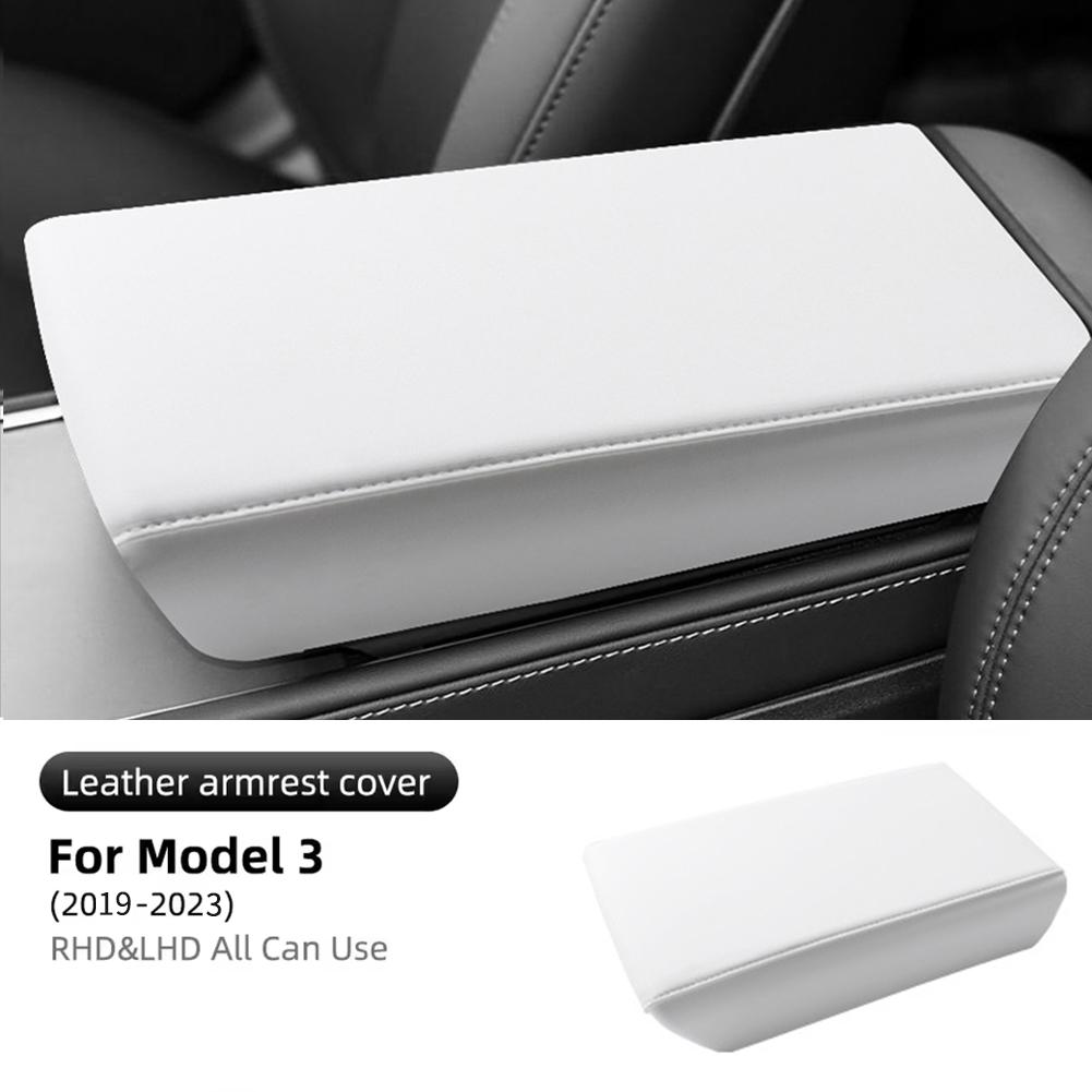 For Tesla Model 3 19-23 Central Control Armrest ABS+Leather Protective Cover For Model Y 19-24 Car Chair Armrest Cushion Cover