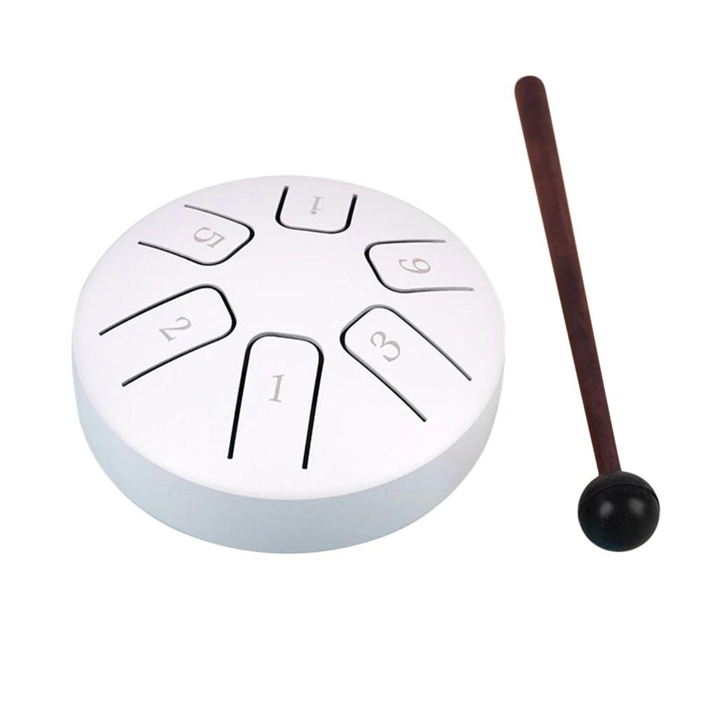 6 Tone Mini Hand Pan Drums Funny 3.8 Inch Kids Educational Toy with Drumsticks for Yoga Practice Performance Musical Instruments