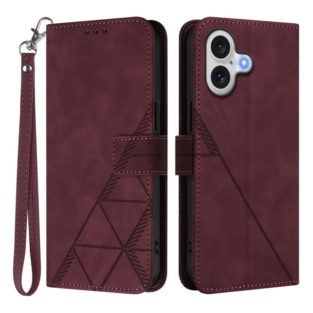 For iPhone 17 Leather Case with Hand Strap Wallet Stand Phone Cover