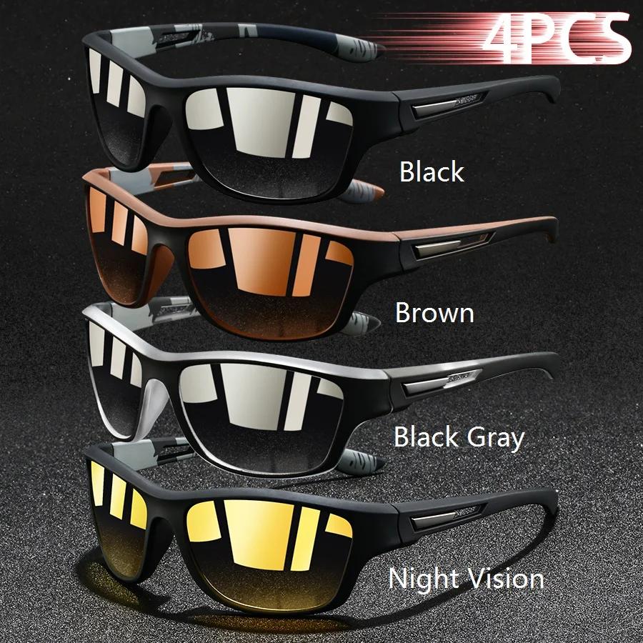 4 PCS Trendy Vintage Pattern Biking Athletic Sun Glasses Men and Women Running Biking Mountaineering Sport Man Sun Sun Glasses UV Protection 400