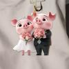 Pig Car Hanging Ornament 2D Acrylic Valentine’s Day Decoration Cute Love Theme Pendant for Rearview Mirror Wedding Party Decor