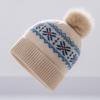 Women's Cashmere Pom-Pom Knit Hat - Warm Ear Protection, Jacquard Design, Face-Slimming Wool for Autumn and Winter.