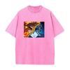 Demon Slayer Rengoku Kyoujurou Akaza Printed Tee Men Short Sleeve Clothing Washed Cotton T-shirt Vintage T Shirt