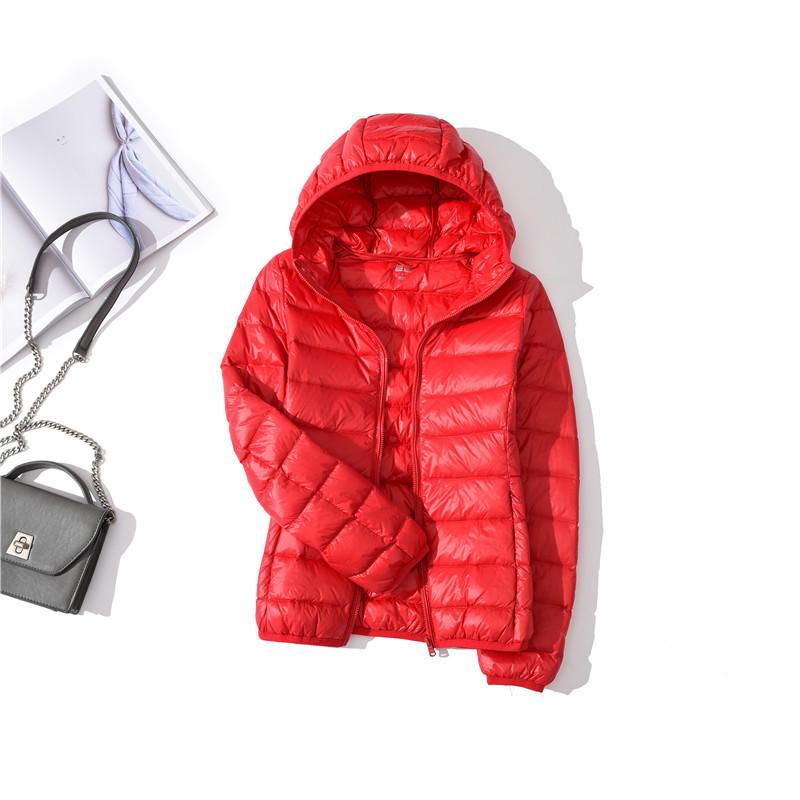 Autumn and winter new hooded slim short light down jacket women's jacket large size jacket women's hooded