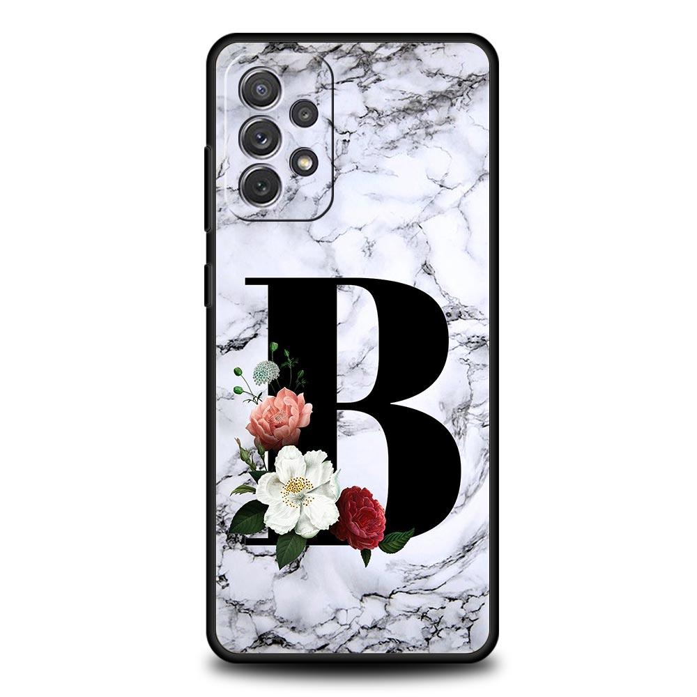 Letters Flower English Marble Phone Case For Samsung A17 A07 A55 A35 A25 A15 A05 A33 A31 A23 A21s A13 A41 A73 A53 A51 A71 Cover