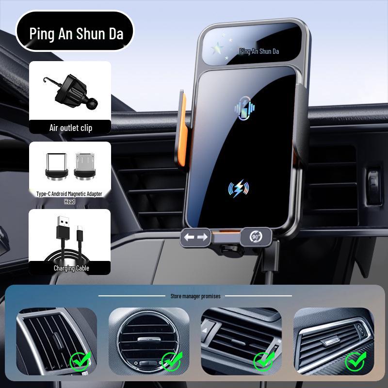 Universal Electric Clamping Wireless Car Phone Holder & Charger for Air Vent, 2026 Navigation Edition