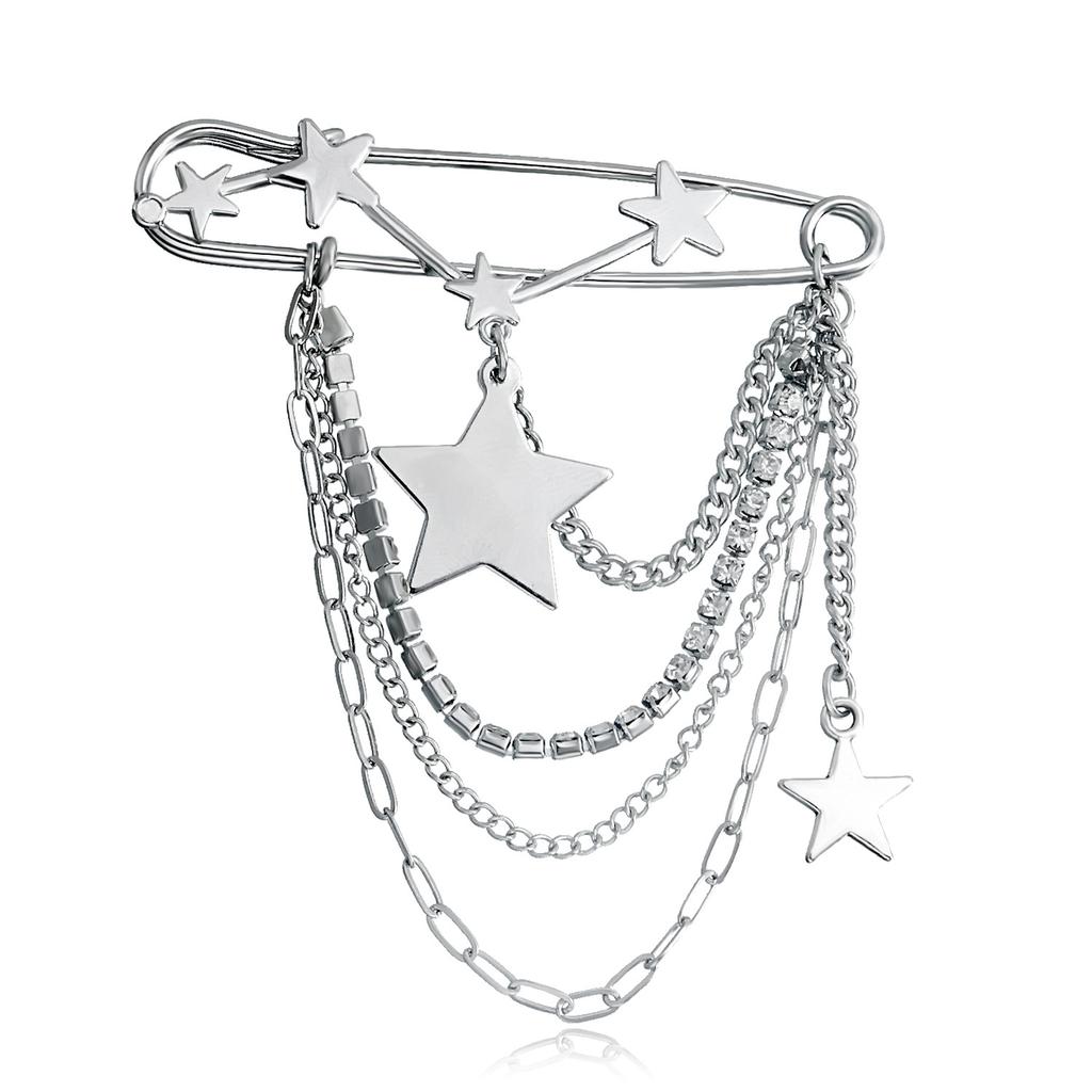 Trendig stjärnkedjebrosch för att visa charm Trendigt kedjeformad nålprydnad Kvinnors kragbrosch Smycken