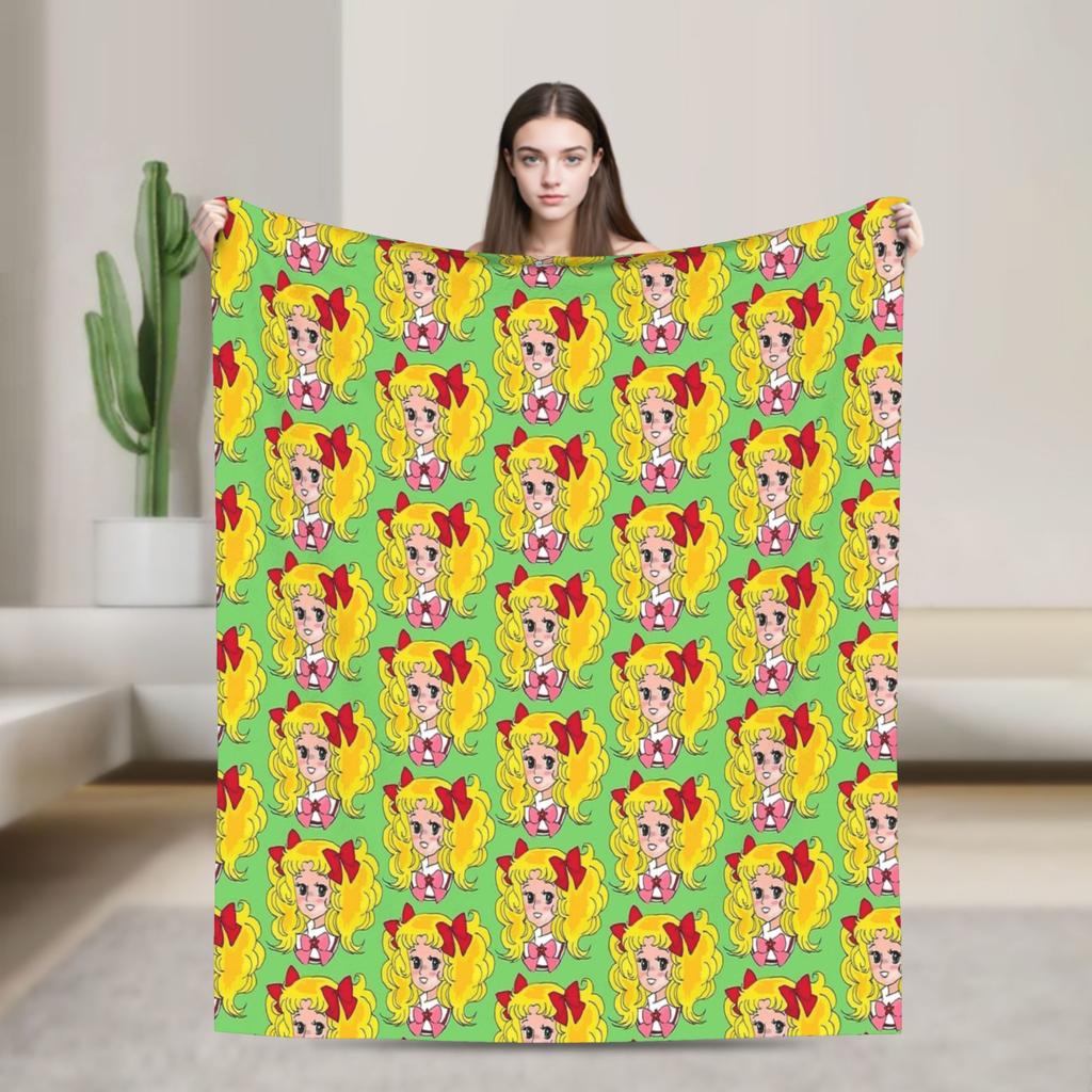 Candy Candy And Terry Anime Blanket  Warm Soft Funny Plush Bedding Throws For Couch Bed Travel Flannel Bedspread Bed Cover