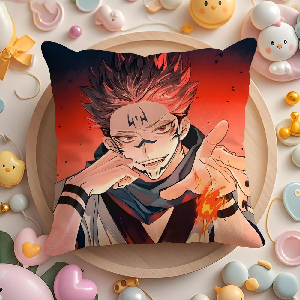 J-Jujutsu anime K-Kaisen Cushion Cover Home & Car Multi-Scene Pillow Cover - Reversible, Soft & Durable for Daily Use