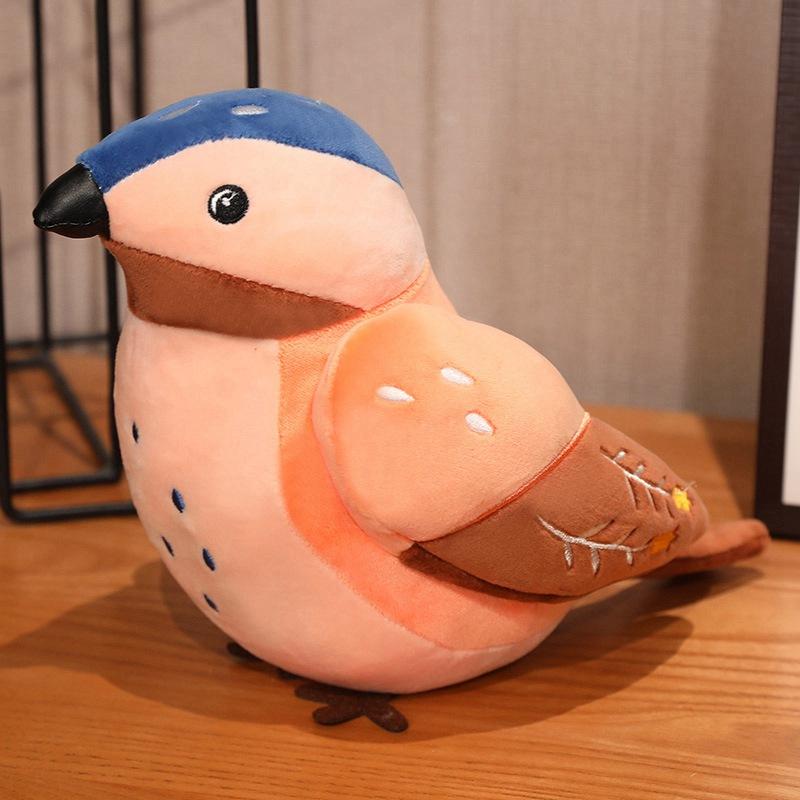 20cm Cute Small Round Birdie Plush Toys Soft Real Life Sparrow With Bird Sounds Stuffed Animal Doll Toy Gifts Home Decoration