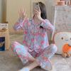 2pcs Spring And Autumn Ladies Pajamas Girls Homewear  Of Autumn And Winter Cartoon Cute Homewear Long-Sleeved Trousers Set