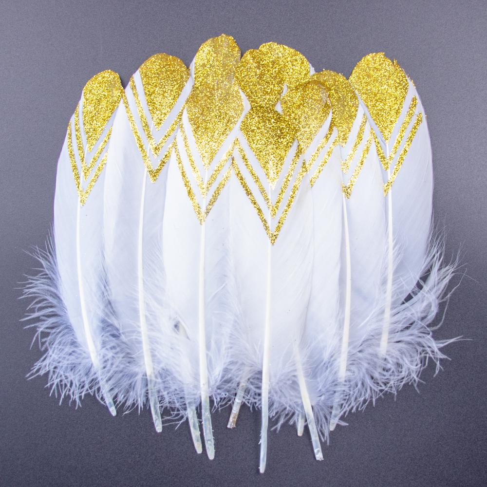 10PCS Gold Feathers Decoration 15-20CM Natural White Turkey Goose Duck Pheasant Feathers Plumes Handicraft Accessories