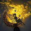 Antique Iron Art Solar Garden Lights: Moon & Sun Design Landscape Spotlight