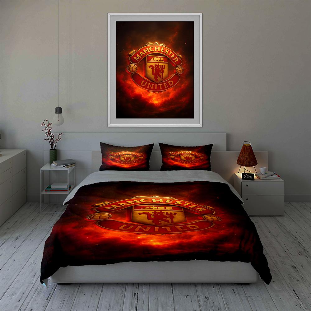 Manchester United logo. Bedding sets Duvet cover sets Duvet covers Pillowcases(1 * Duvet Cover 2 * Pillowcases, without duvet insert)