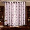 2pcs Pink Valentine's Day Bow Printed Blackout Curtains Multiple Sizes Living Room Insulation Holiday Decoration Easy To Install