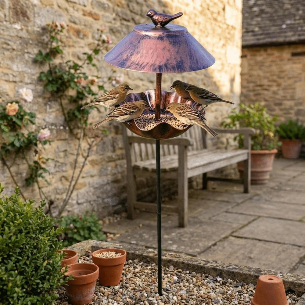 Wavy Curved Petal Bird Feeding Station Large Capacity Garden Bird Basin Garden Ornament