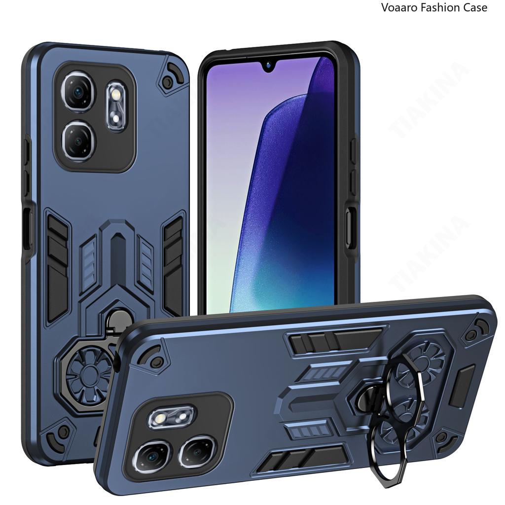 Dual Finger Ring Armor Cover for Infinix Hot 50i Case for Infinix Smart 9 Rotate Metal Bracket Kickstand Case Shockproof Capa